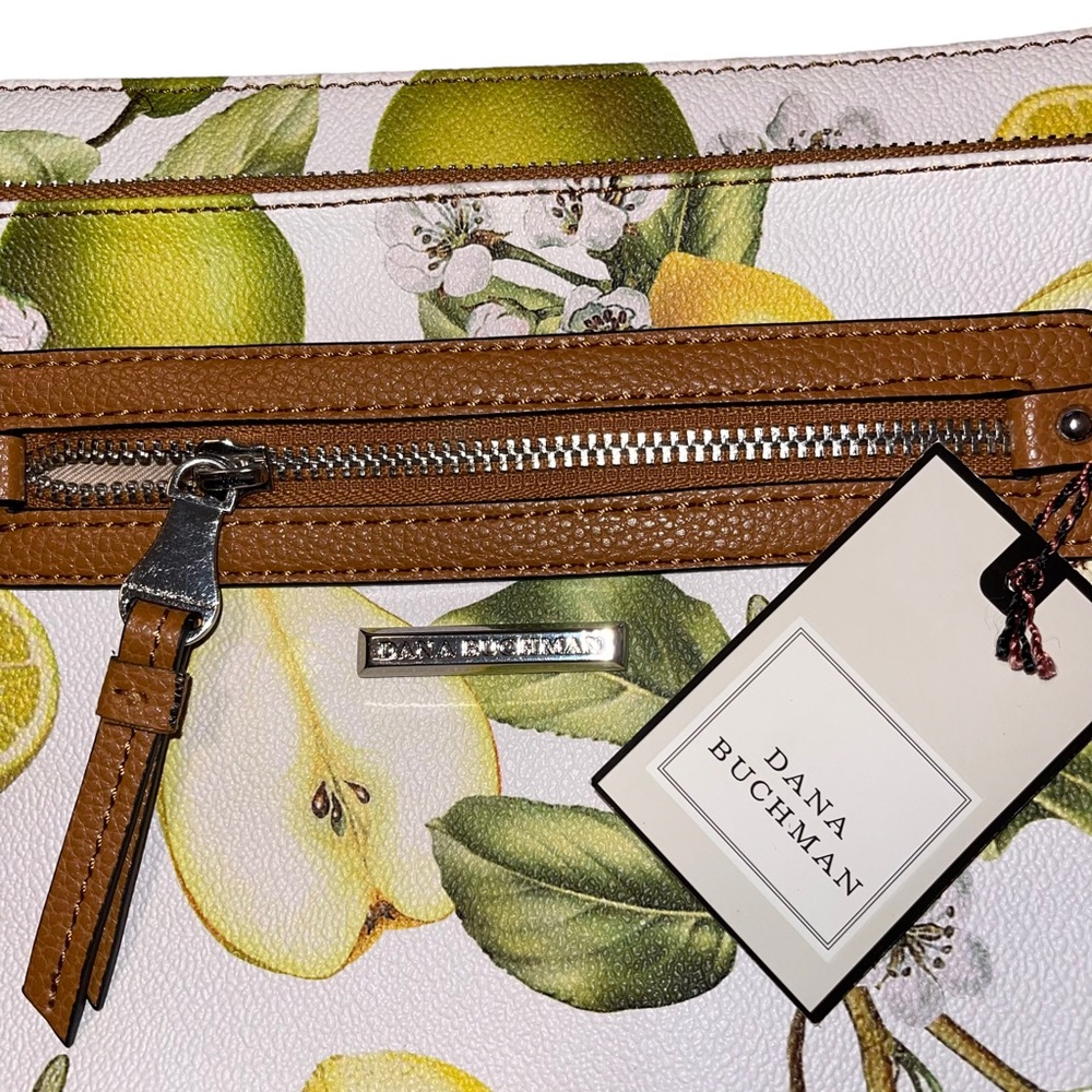 NWT Dana Buchman Lemon & Lime Crossbody Brown Strap 2 Zippered Compartments - Picture 4 of 9